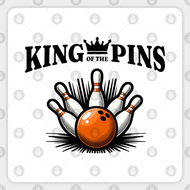 King of the Pins – Bowling Sport Fun Design Magnet by Infinitee Shirts